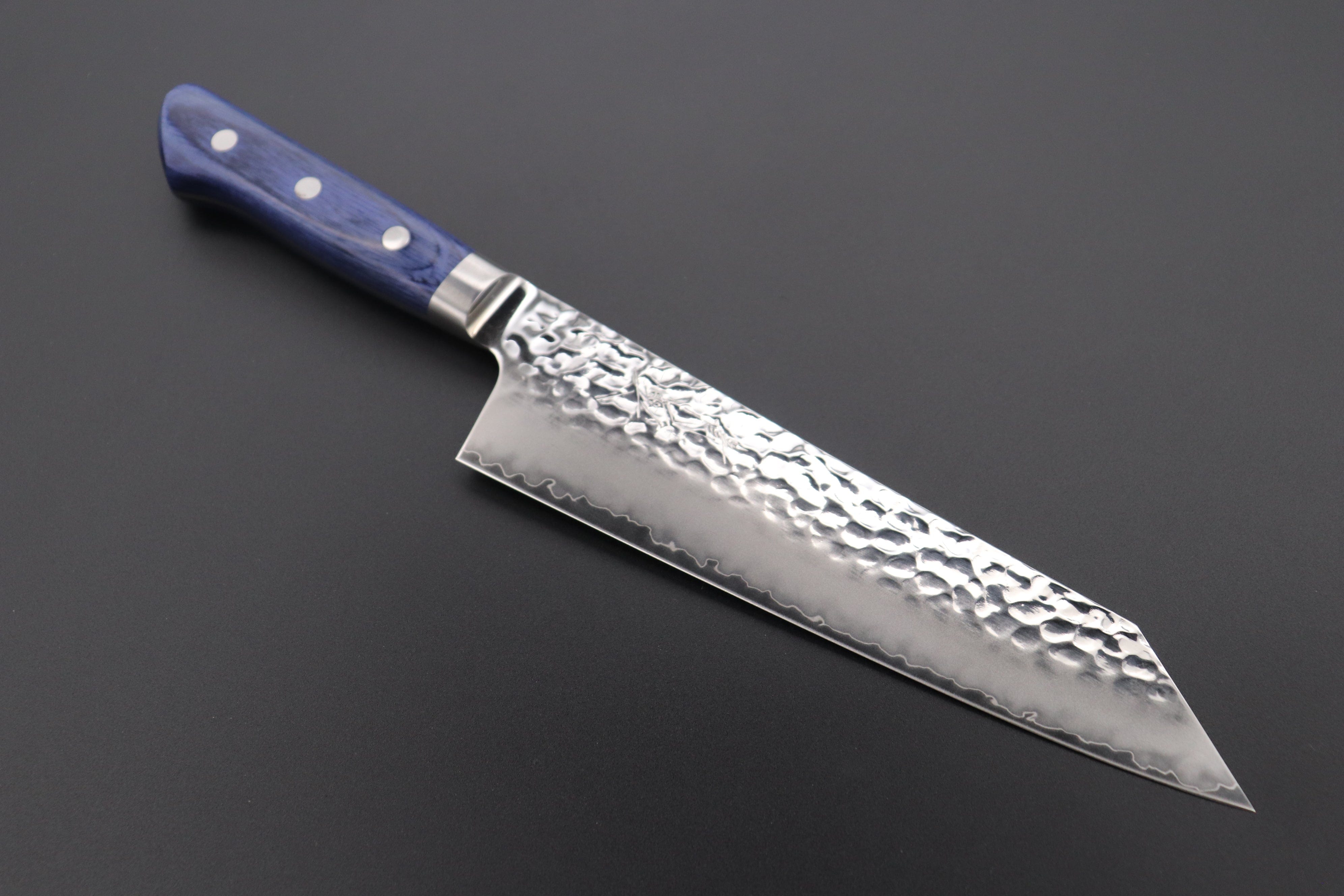 blue super carbon steel hammered black surface finish Gyutou-knife