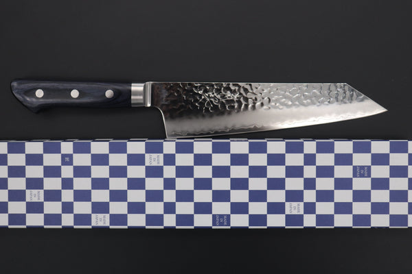 JCK Natures Bunka JCK Natures 青雲 Blue Clouds Series BCP-2 AUS10 Tsuchime Hammered Bunka (Kiritsuke) 190mm (7.4 inch, Royal Blue-Purple Pakka Wood Handle)