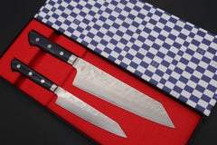 JCK Natures Blue Clouds Series Blue Steel No.2 Nashiji Bunka Knife Set