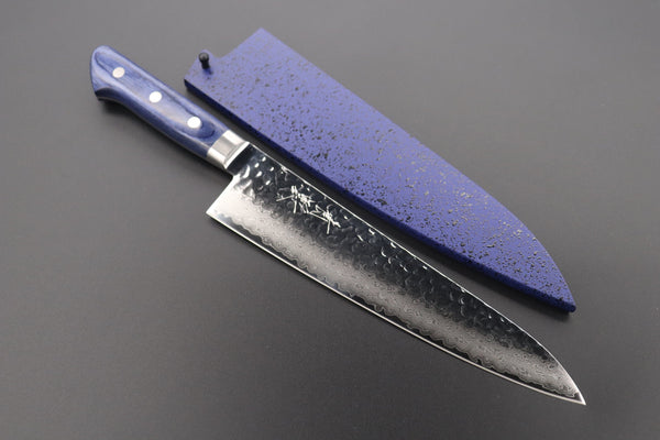 JCK Natures Gyuto With Blue Wooden Saya +$23 JCK Natures Blue Clouds Series BCD-3 VG-10 Tsuchime Damascus Gyuto 210mm (8.2 inch)