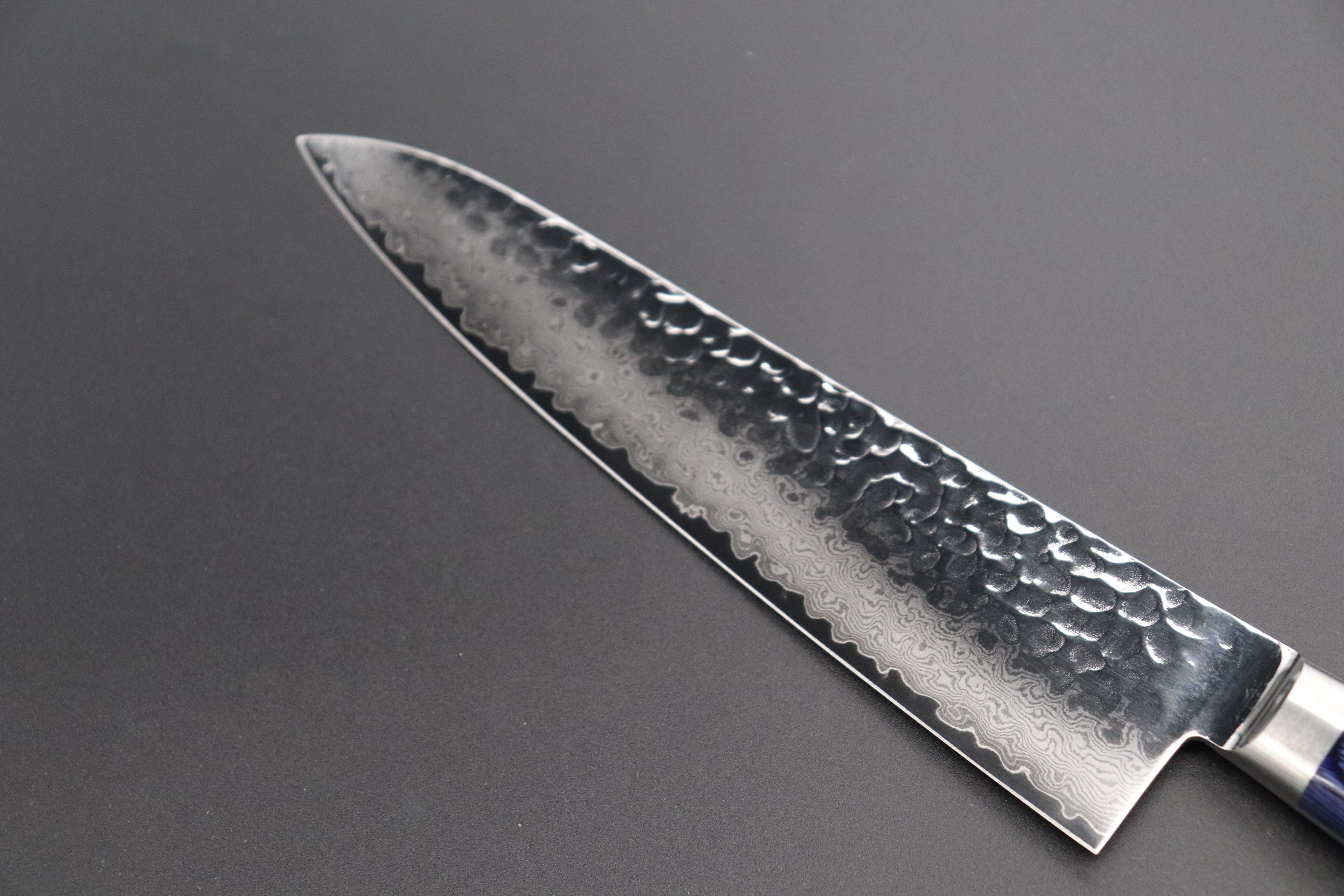 8 Inch Wide Blade Hammered AUS-10 Damascus Steel Chef's Knife