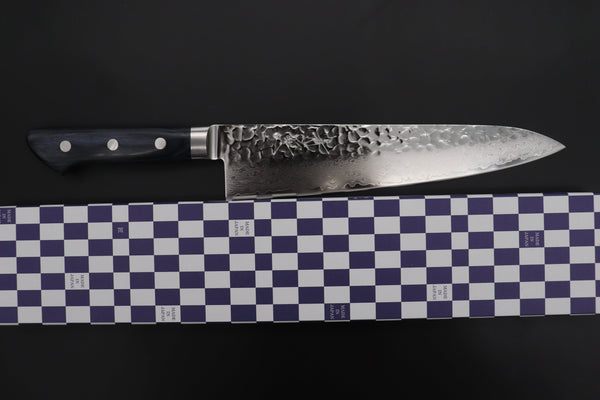 JCK Natures Gyuto JCK Natures Blue Clouds Series BCDP-3 VG-10 Tsuchime Damascus Gyuto 210mm (8.2 inch, Royal Blue-Purple Pakka Wood Handle)