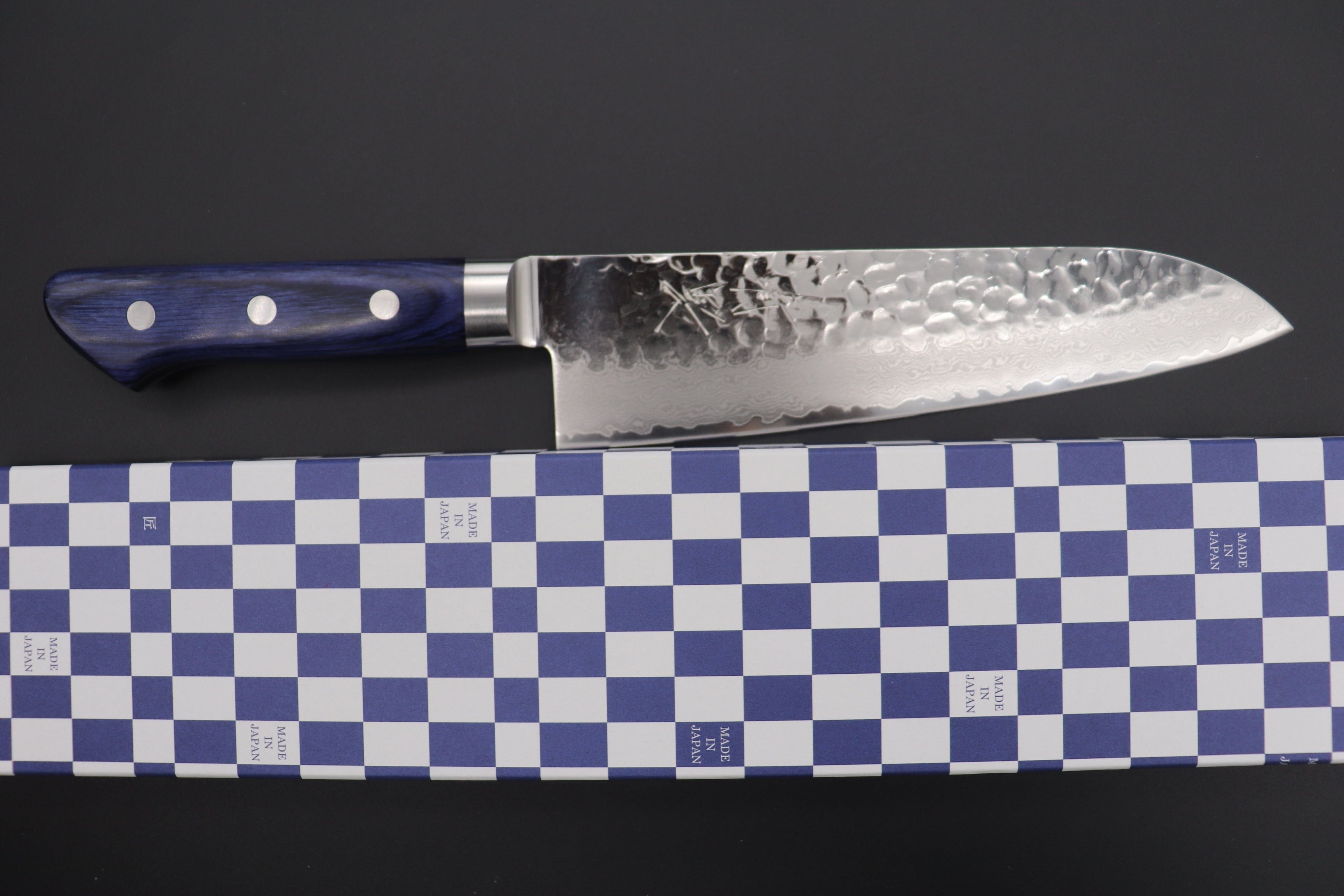 Damascus Steel Knives with Blue Resin Handle – Vertoku