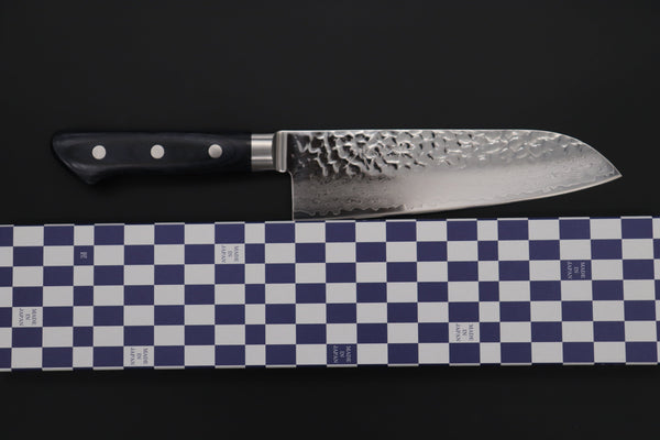 JCK Natures Santoku JCK Natures Blue Clouds Series BCDP-2 VG-10 Tsuchime Damascus Santoku 180mm (7 inch, Royal Blue-Purple Pakka Wood Handle)