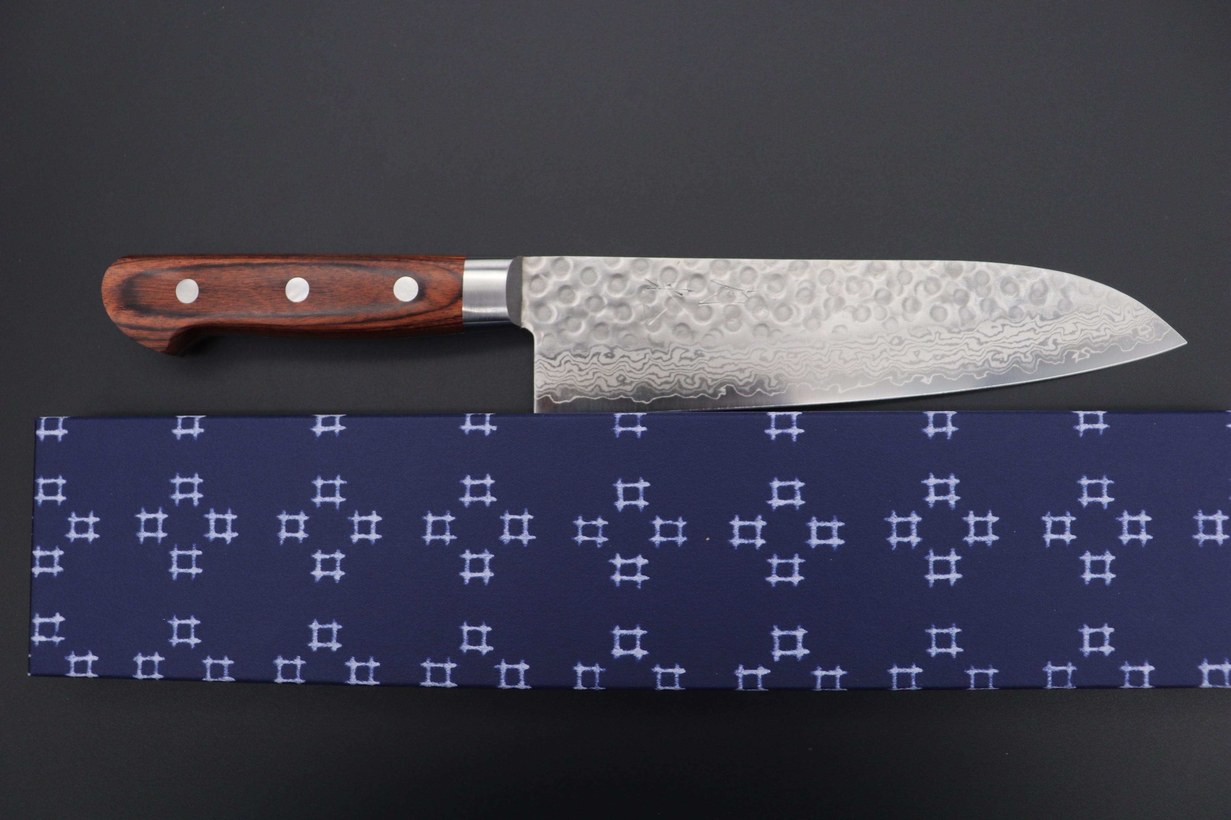 JCK Natures Gekko Series VG-10 Tsuchime Hammered Damascus Santoku