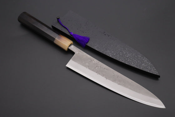 JCK Natures Wa Gyuto JCK Natures "Super Blue Moon Series" BMS-5E Wa Gyuto 210mm (8.2 inch, Octagonal Ebonywood Handle)