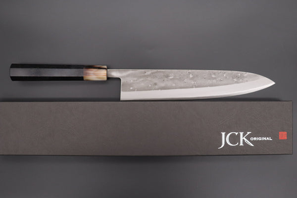 JCK Natures Wa Gyuto JCK Natures "Super Blue Moon Series" BMS-5LE Wa Gyuto 240mm (9.4 inch, Octagonal Ebonywood Handle)