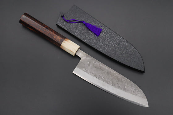 JCK Natures Wa Santoku JCK Natures "Super Blue Moon Series" BMS-3 Wa Santoku 170mm (6.6 inch, Octagonal Desert Ironwood Handle)