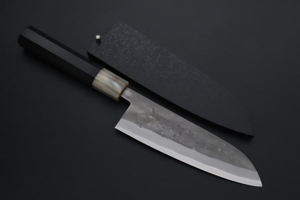 JCK Natures Wa Santoku JCK Natures "Super Blue Moon Series" BMS-3E Wa Santoku 170mm (6.6 inch, Octagonal Ebonywood Handle)