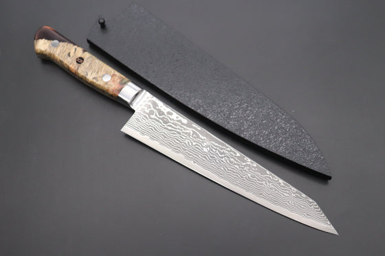 Kagayaki Gyuto JCK Original Kagayaki NOVEL- Limited Edition Custom R-2 Damascus Series KNLTD-73 Kiritsuke-Gyuto 200mm (7.8 inch, Forged Blade)