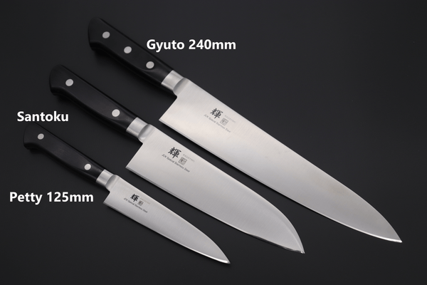 Kagayaki Gyuto B. Petty125mm Santoku180mm Gyuto240mm / Regular / Right Handed JCK Special Set "First Japanese Knife Set Type II" JCK Original Kagayaki
