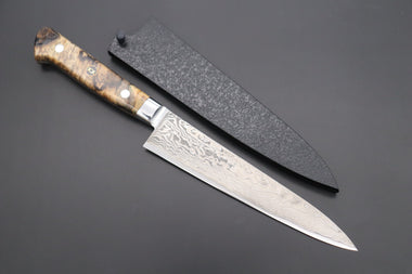 Kagayaki Petty JCK Original Kagayaki NOVEL- Limited Edition Custom R-2 Damascus Series KNLTD-85 Petty 150mm (5.9 inch, Hammer Forged Blade)