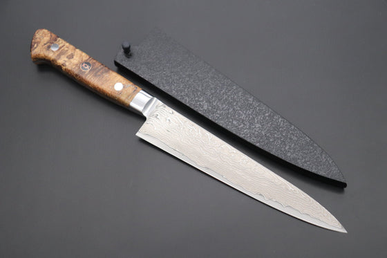 Kagayaki Petty JCK Original Kagayaki NOVEL- Limited Edition Custom R-2 Damascus Series KNLTD-95 Petty 150mm (5.9 inch, Hammer Forged Blade)