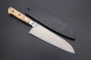 Kagayaki Santoku JCK Original Kagayaki NOVEL- Limited Edition Custom R-2 Damascus Series KNLTD-127 Santoku 175mm (6.8 inch, Forged Blade)
