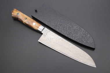 Kagayaki Santoku JCK Original Kagayaki NOVEL- Limited Edition Custom R-2 Damascus Series KNLTD-129 Santoku 175mm (6.8 inch, Forged Blade)