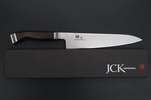 Kagayaki Wa Gyuto JCK Original Kagayaki 悠久VG-10 Wa Series Premium Edition YUK-11 Wa Gyuto 210mm (8.2 inch, Handcrafted Ebonywood Handle)