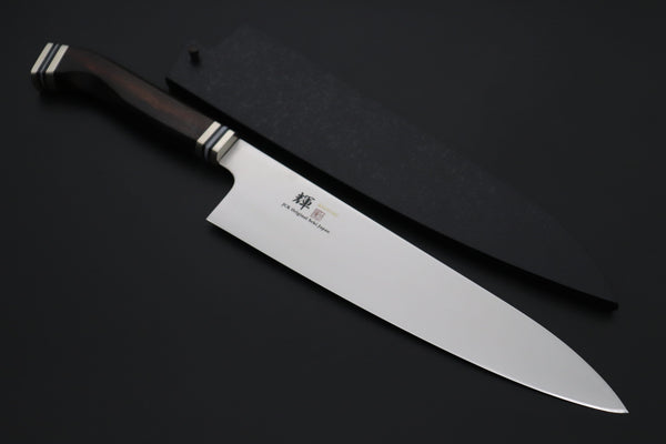 Kagayaki Wa Gyuto JCK Original Kagayaki 悠久VG-10 Wa Series Premium Edition YUK-12 Wa Gyuto 240mm (9.4 inch, Handcrafted Ebonywood Handle)