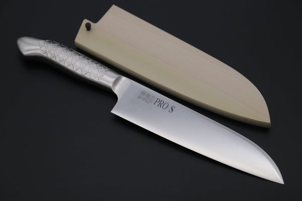 Kanetsugu Santoku Kanetsugu "Katana Sharpness Set" 2Pcs Knife Set From Pro S Series "PS-01 Petty 120mm (4.7') and PS-03 Santoku 170mm (6.6 inch)" (with Magnolia Wooden Sayas)