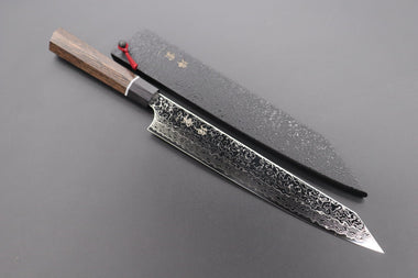 Mr. Itou Treasure Hunter Series R-2 Custom Damascus Santoku 170mm (6.6  inch) Custom Combination Handle (Turquoise Gem-Composite Stone/Mammoth  Tusk