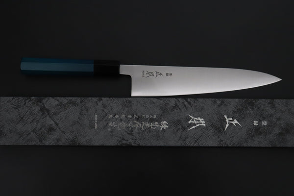 Masamoto Wa Gyuto KS-3121BLUE Wa Gyuto 210mm (8.2 inch) / Black Masamoto Original Limited Edition KS Series White Steel No.2 KS-3121BLUE Wa Gyuto 210mm “Indigo Blue Handle (藍染)”
