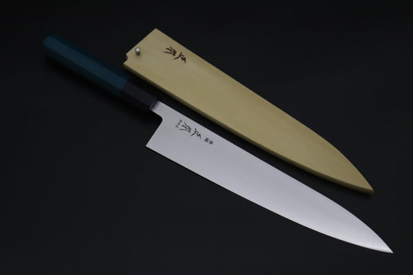 Masamoto Wa Gyuto KS-3124BLUE Wa Gyuto 240mm (9.4 inch) / Black Masamoto Original Limited Edition KS Series White Steel No.2 KS-3124BLUE Wa Gyuto 240mm “Indigo Blue Handle (藍染)”