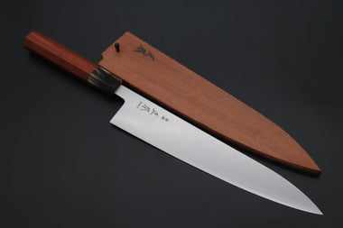 Masamoto Wa Gyuto KS-3124KRS-2 Wa Gyuto 240mm (9.4 inch) / Marble Masamoto Original Limited Edition KS Series White Steel No.2 KS-3124KRS-2 Wa Gyuto 240mm “Quince Wood Handle & Saya”
