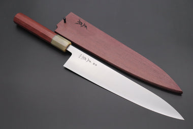 Masamoto Wa Gyuto KS-3124PHS Wa Gyuto 240mm (9.4 inch) / White Masamoto Original Limited Edition KS Series White Steel No.2 KS-3124PHS Wa Gyuto 240mm “Purple-Heart Wood Handle & Saya”