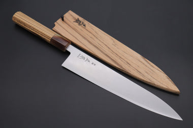 Masamoto Wa Gyuto KS-3124ZBS Wa Gyuto 240mm (9.4 inch) / Marble Masamoto Original Limited Edition KS Series White Steel No.2 KS-3124ZBS Wa Gyuto 240mm “Zebra Wood Handle & Saya”