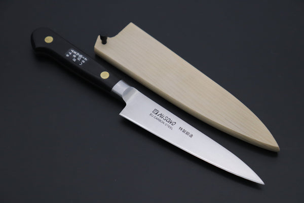 Misono Petty Misono Final Discount !! "Carbon Steel Lover 2Pcs Set Part 3" Sweden Steel Series No.131 Petty 120mm (4.7 inch) and No.113 Gyuto 240mm (9.4 Inch) (comes with Magnolia Wooden Sayas + Tsubaki Oil)
