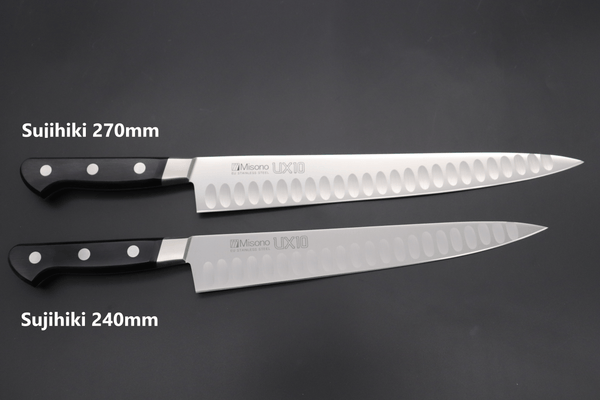 Misono Sujihiki Misono UX10 with Dimples Series Sujihiki (240mm and 270mm, 2 sizes)