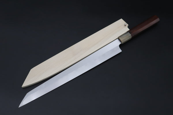 Mizuno Tanrenjo Kiritsuke Yanagiba For only Left Handers "Left Handed Version !!" Mizuno Tanrenjo — Special Orders & Limited Editions Akitada Honyaki White Steel Series - Kiritsuke Yanagiba 300mm (11.8 Inch, MT-18)