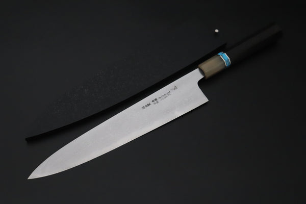 Mizuno Tanrenjo Wa Gyuto Mizuno Tanrenjo — Special Orders & Limited Editions “尖った Togatta” " Ao Hagane DX Blue Steel No.1 Suminagashi Wa Gyuto ( MT-12)