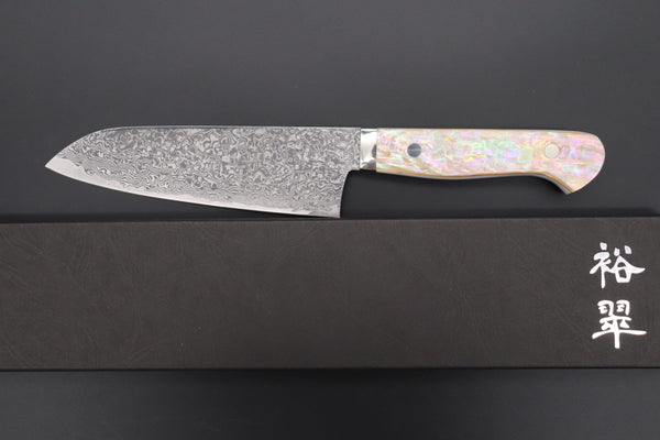 Mr. Itou Gyuto Mr. Itou & Mr. Nagata "Treasure & Pleasure" Limited Edition R-2 Custom Damascus Gyuto 155mm (6.1 inch, "White Abalone Handle", IT-11)