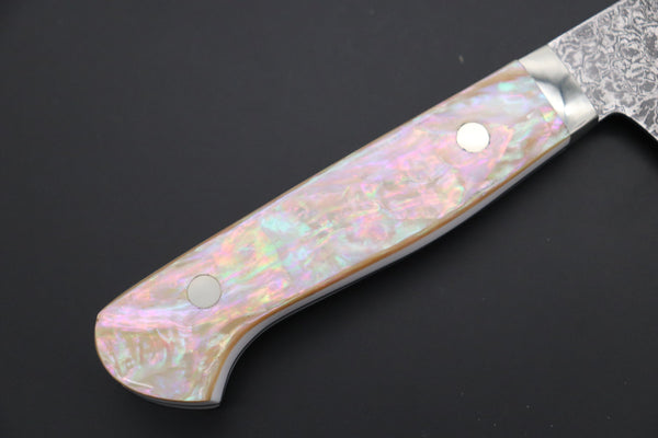 Mr. Itou Gyuto Mr. Itou & Mr. Nagata "Treasure & Pleasure" Limited Edition R-2 Custom Damascus Gyuto 155mm (6.1 inch, "White Abalone Handle", IT-11)