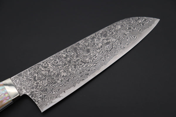 Mr. Itou Gyuto Mr. Itou & Mr. Nagata "Treasure & Pleasure" Limited Edition R-2 Custom Damascus Gyuto 155mm (6.1 inch, "White Abalone Handle", IT-11)