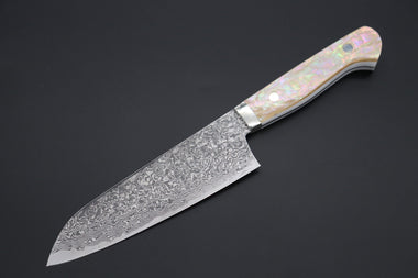 Mr. Itou Gyuto Mr. Itou & Mr. Nagata "Treasure & Pleasure" Limited Edition R-2 Custom Damascus Gyuto 155mm (6.1 inch, "White Abalone Handle", IT-11)