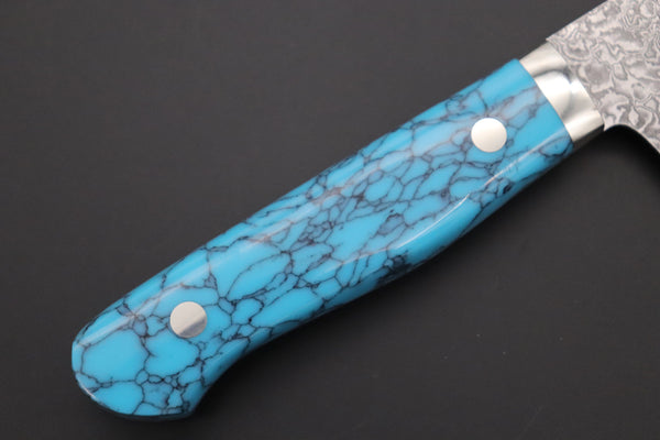 Mr. Itou Gyuto Mr. Itou & Mr. Nagata "Treasure & Pleasure" Limited Edition R-2 Custom Damascus Gyuto 160mm (6.2 inch, "Turquoise Gem-Composite Stone Handle", IT-9)