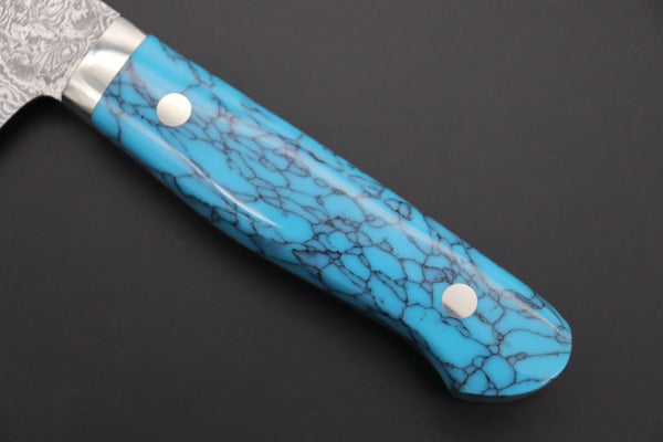 Mr. Itou Gyuto Mr. Itou & Mr. Nagata "Treasure & Pleasure" Limited Edition R-2 Custom Damascus Gyuto 160mm (6.2 inch, "Turquoise Gem-Composite Stone Handle", IT-9)