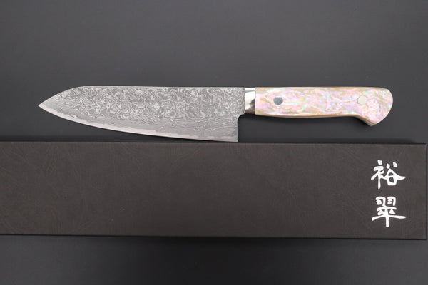 Mr. Itou Gyuto Mr. Itou & Mr. Nagata "Treasure & Pleasure" Limited Edition R-2 Custom Damascus Gyuto 160mm (6.2 inch, "White Abalone Handle", IT-12)