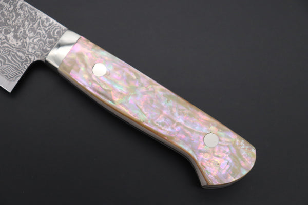 Mr. Itou Gyuto Mr. Itou & Mr. Nagata "Treasure & Pleasure" Limited Edition R-2 Custom Damascus Gyuto 160mm (6.2 inch, "White Abalone Handle", IT-12)