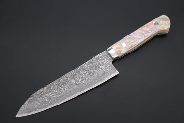 Mr. Itou Gyuto Mr. Itou & Mr. Nagata "Treasure & Pleasure" Limited Edition R-2 Custom Damascus Gyuto 160mm (6.2 inch, "White Abalone Handle", IT-12)