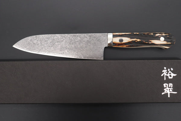 Mr. Itou Gyuto Mr. Itou & Mr. Nagata "Treasure & Pleasure" Limited Edition R-2 Custom Damascus Gyuto 165mm (6.8 inch, "Stag Handle", IT-7)