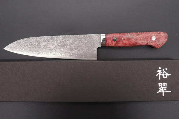 Mr. Itou Gyuto Mr. Itou & Mr. Nagata "Treasure & Pleasure" Limited Edition R-2 Custom Damascus Gyuto 180mm (7 inch, "Stabilized Boxelderwood Handle", IT-13)