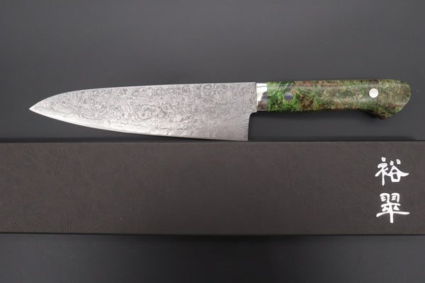 Mr. Itou Gyuto Mr. Itou & Mr. Nagata "Treasure & Pleasure" Limited Edition R-2 Custom Damascus Gyuto 190mm (7.4 inch, "Stabilized Boxelder wood Handle", IT-14)