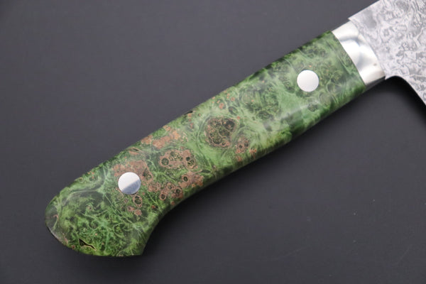 Mr. Itou Gyuto Mr. Itou & Mr. Nagata "Treasure & Pleasure" Limited Edition R-2 Custom Damascus Gyuto 190mm (7.4 inch, "Stabilized Boxelder wood Handle", IT-14)