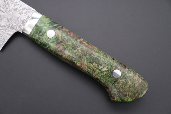 Mr. Itou Gyuto Mr. Itou & Mr. Nagata "Treasure & Pleasure" Limited Edition R-2 Custom Damascus Gyuto 190mm (7.4 inch, "Stabilized Boxelder wood Handle", IT-14)