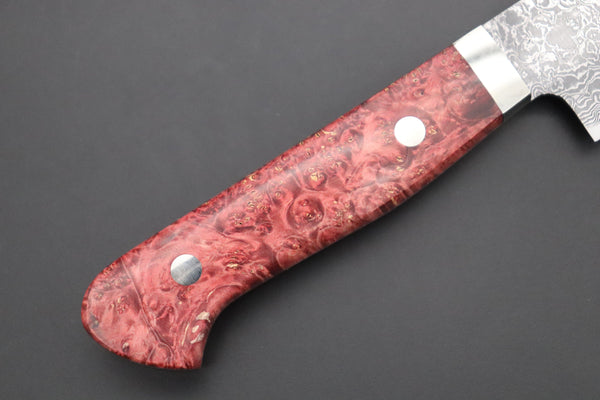 Mr. Itou Gyuto Mr. Itou R-2 Custom Damascus Gyuto 155mm (6.4 inch, Stabilized Red-color Maple Burl Wood Handle, IT-234)