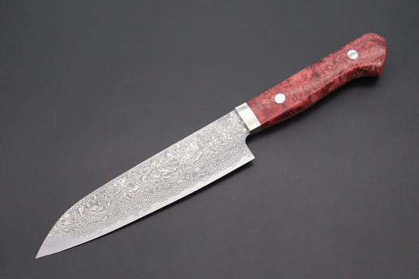 Mr. Itou Gyuto Mr. Itou R-2 Custom Damascus Gyuto 155mm (6.4 inch, Stabilized Red-color Maple Burl Wood Handle, IT-234)