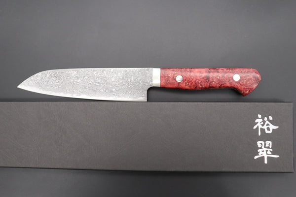 Mr. Itou Gyuto Mr. Itou R-2 Custom Damascus Gyuto 155mm (6.4 inch, Stabilized Red-color Maple Burl Wood Handle, IT-234)