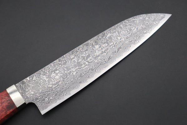 Mr. Itou Gyuto Mr. Itou R-2 Custom Damascus Gyuto 155mm (6.4 inch, Stabilized Red-color Maple Burl Wood Handle, IT-234)